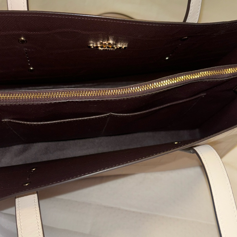 Coach Nina Two-Tone Croc Embossed Leather Structured Tote Handbag - Picture 9 of 9